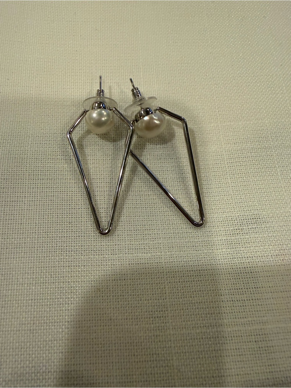 Kendra Scott Silver Geometric Pearl Drop Earrings